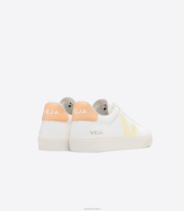 Schuhe VHJD19 Männer Veja Campo Chromfreies Leder Weiß Sonnenpfirsich