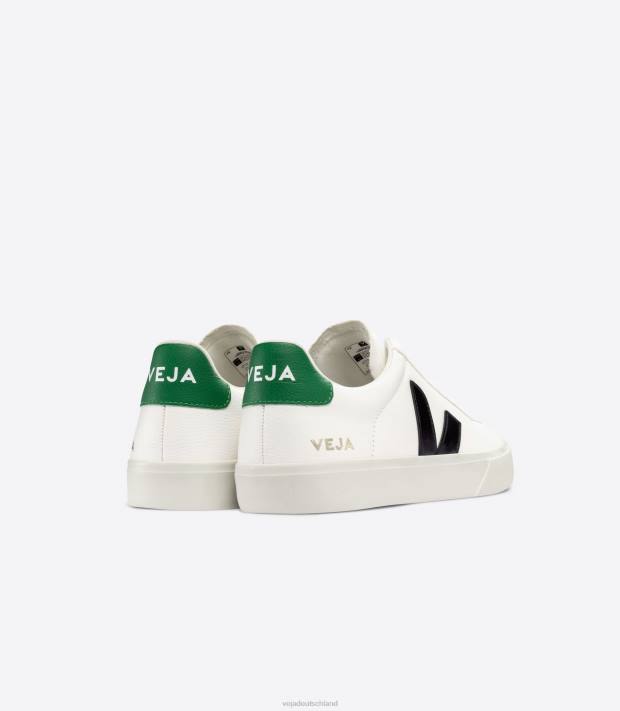 Schuhe VHJD20 Männer Veja Campo chromfreies Leder weiß schwarz smaragdgrün