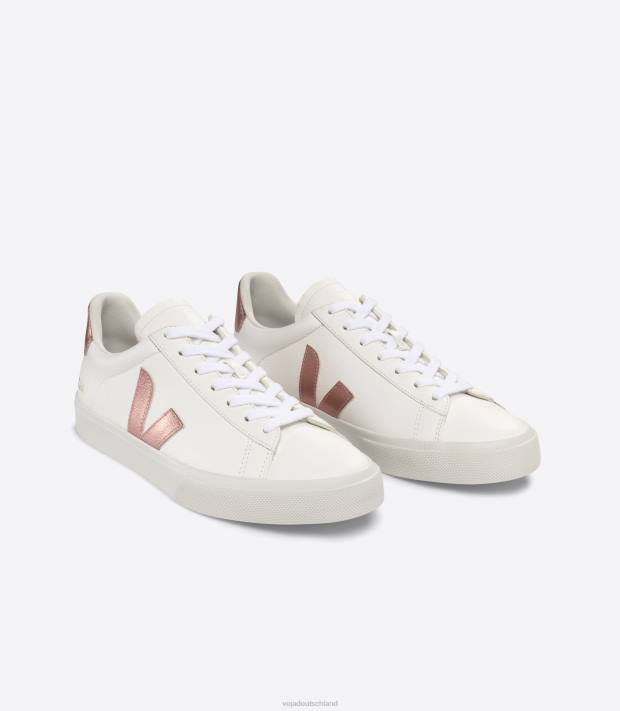 Schuhe VHJD21 Männer Veja Campo chromfreies Leder, weißes Perlmutt