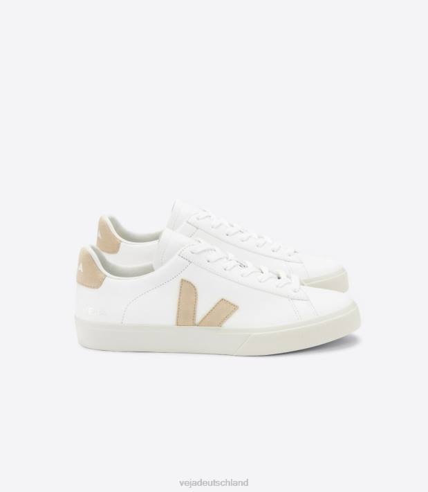 Schuhe VHJD23 Männer Veja Campo chromfreies Leder mandelweiß