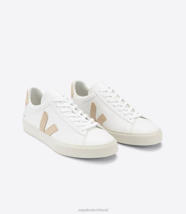Schuhe VHJD23 Männer Veja Campo chromfreies Leder mandelweiß
