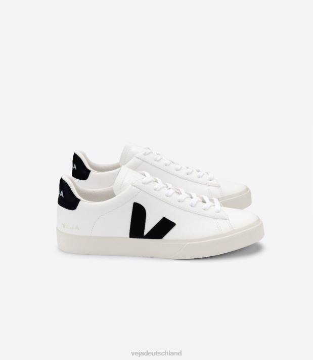 Schuhe VHJD6 Männer Veja Campo chromfreies Leder weiß schwarz
