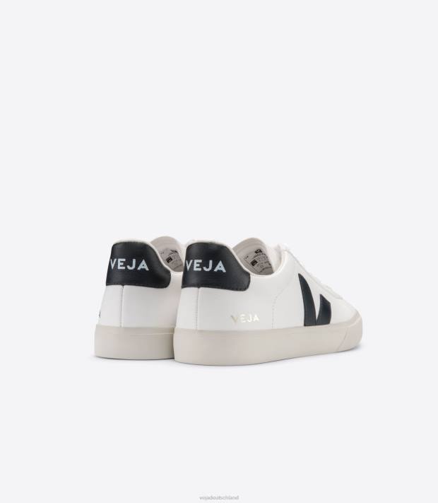 Schuhe VHJD6 Männer Veja Campo chromfreies Leder weiß schwarz