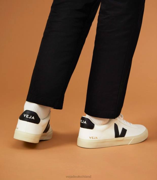 Schuhe VHJD6 Männer Veja Campo chromfreies Leder weiß schwarz