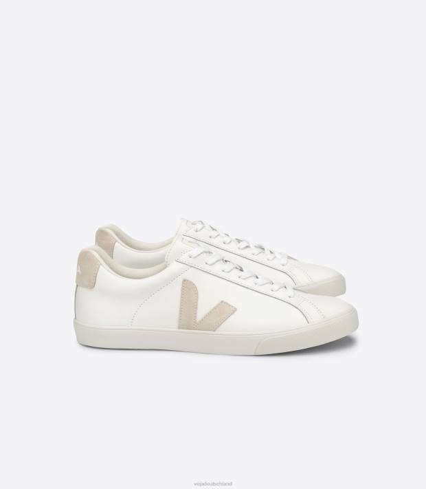 Schuhe VHJD90 Männer Veja Esplar-Leder, weißer Zobel