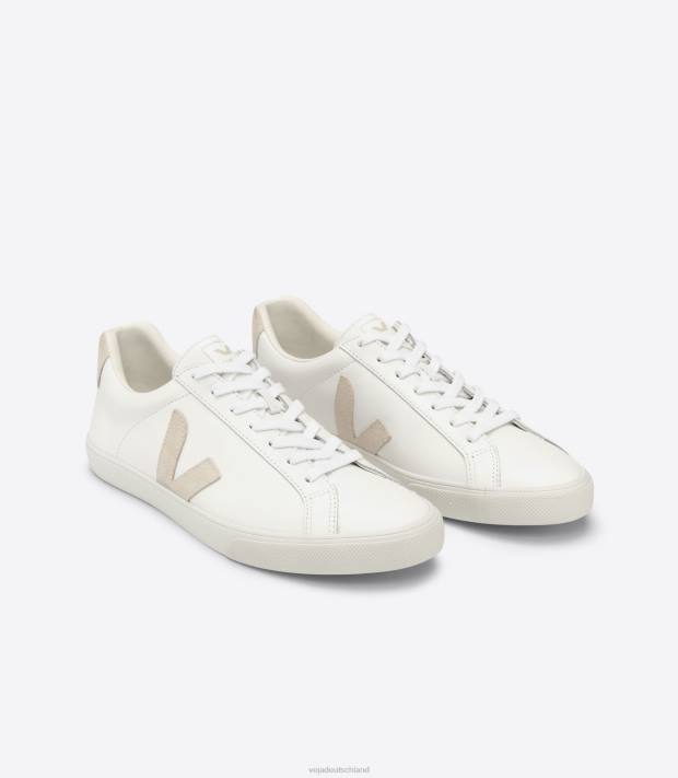 Schuhe VHJD90 Männer Veja Esplar-Leder, weißer Zobel
