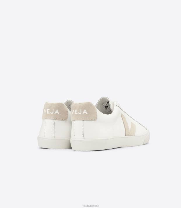 Schuhe VHJD90 Männer Veja Esplar-Leder, weißer Zobel