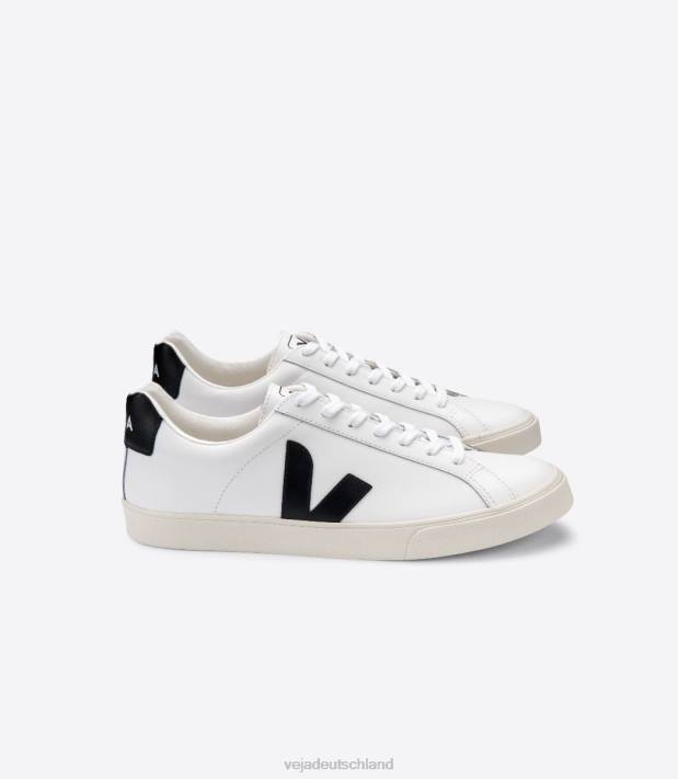 Schuhe VHJD91 Männer Veja Esplar-Leder weiß schwarz