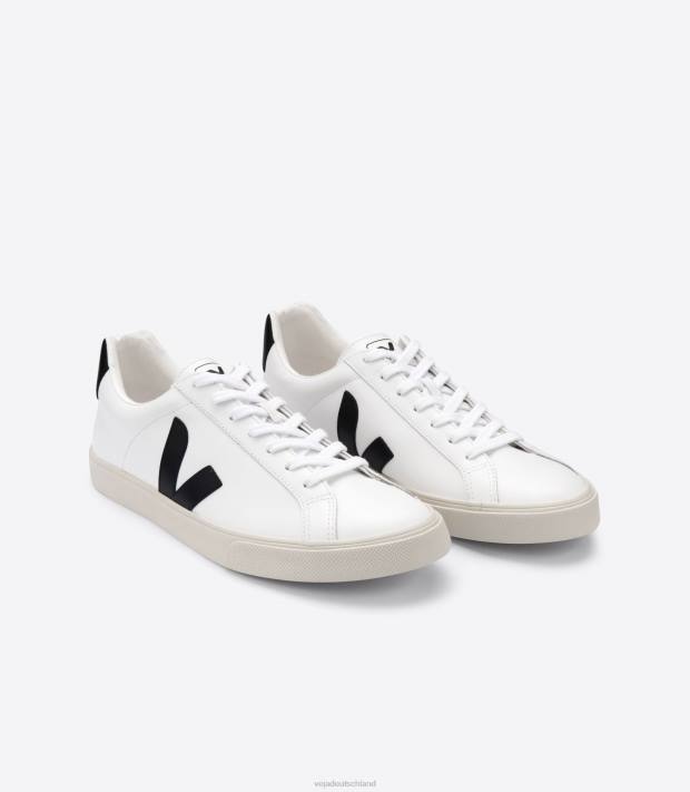 Schuhe VHJD91 Männer Veja Esplar-Leder weiß schwarz