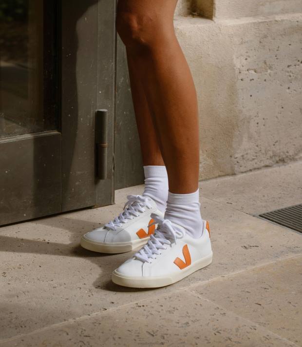Schuhe VHJD93 Männer Veja Esplar-Leder, weißer Kürbis