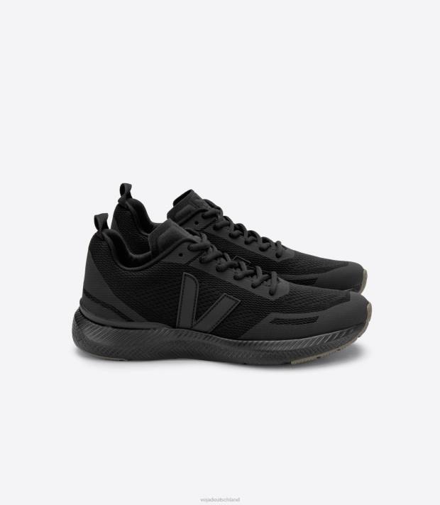 Schuhe VHJD219 Männer Veja Impala Engineered-Mesh in komplett schwarzem Kaki