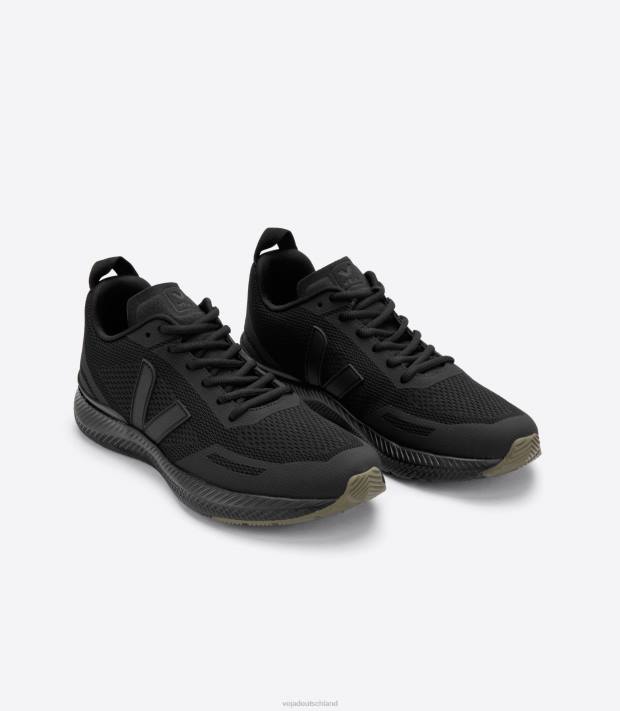 Schuhe VHJD219 Männer Veja Impala Engineered-Mesh in komplett schwarzem Kaki