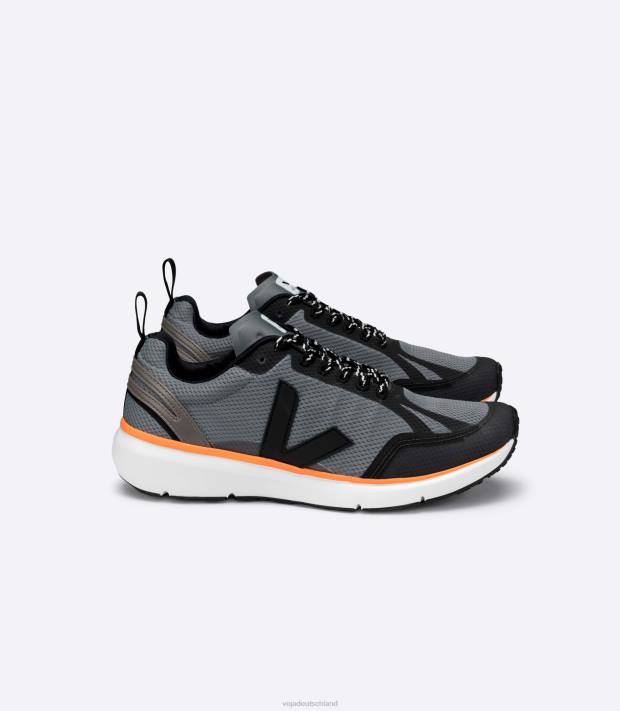 Schuhe VHJD195 Männer Veja Condor 2 Alveomesh Betonschwarz Neonorange