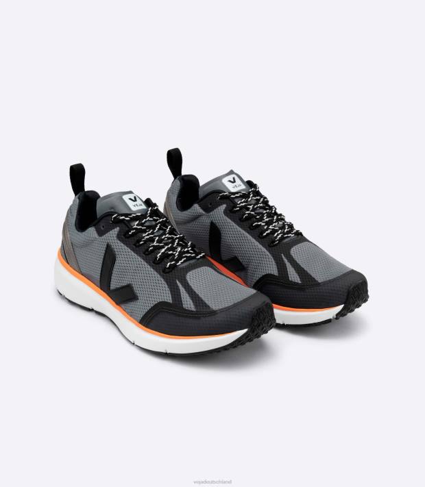 Schuhe VHJD195 Männer Veja Condor 2 Alveomesh Betonschwarz Neonorange