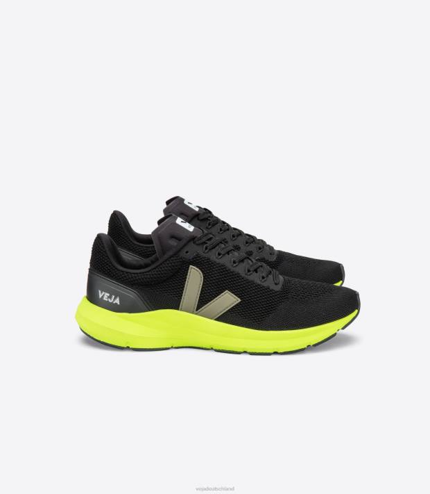 Schuhe VHJD205 Männer Veja Marlin LT V-Strick, Schwarz, Kaki, Gelb, Fluo