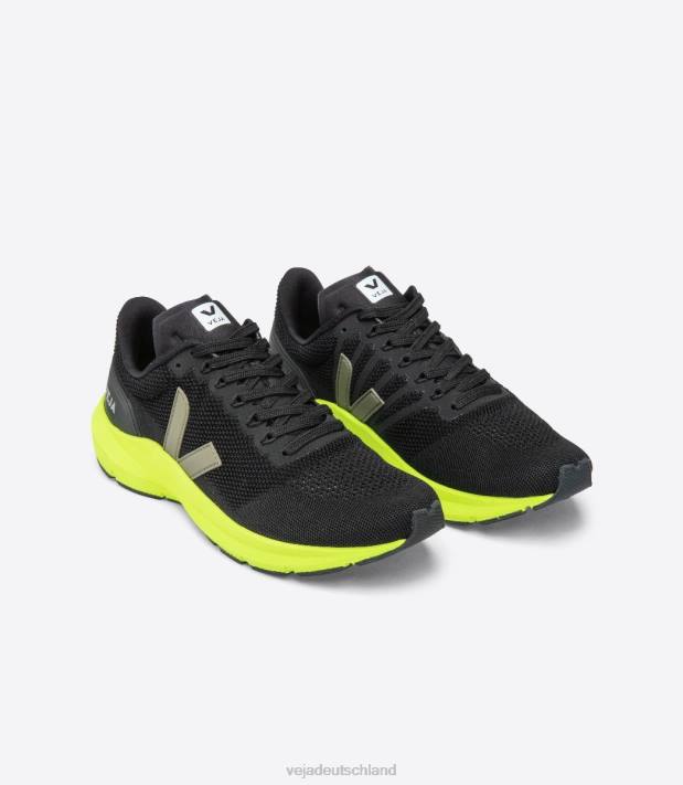 Schuhe VHJD205 Männer Veja Marlin LT V-Strick, Schwarz, Kaki, Gelb, Fluo