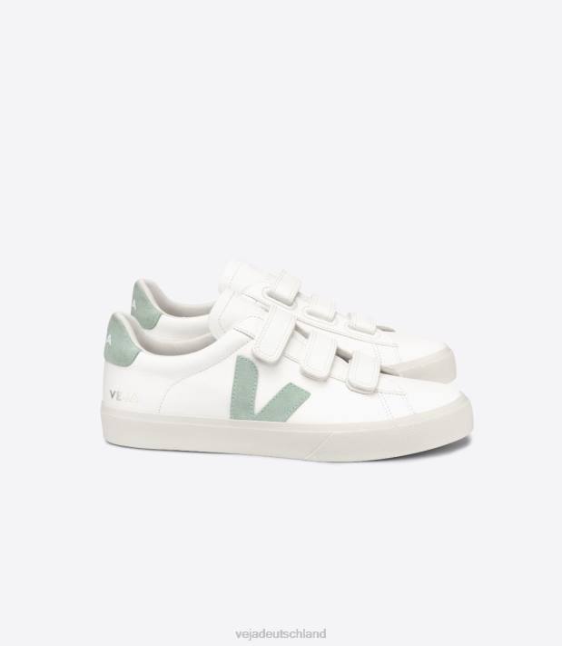 Schuhe VHJD109 Männer Veja Recife chromfreies Leder, weißes Matcha