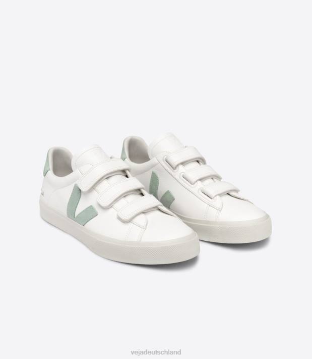 Schuhe VHJD109 Männer Veja Recife chromfreies Leder, weißes Matcha