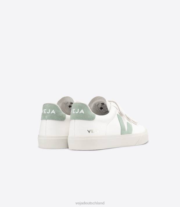 Schuhe VHJD109 Männer Veja Recife chromfreies Leder, weißes Matcha