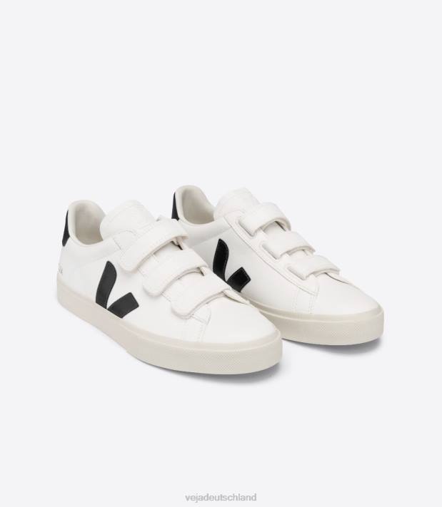 Schuhe VHJD110 Männer Veja Recife chromfreies Leder weiß schwarz