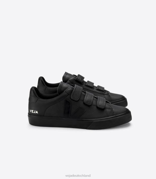 Schuhe VHJD111 Männer Veja Recife chromfreies Leder komplett schwarz