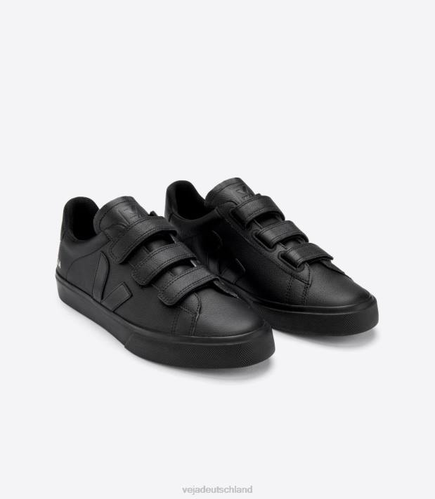 Schuhe VHJD111 Männer Veja Recife chromfreies Leder komplett schwarz
