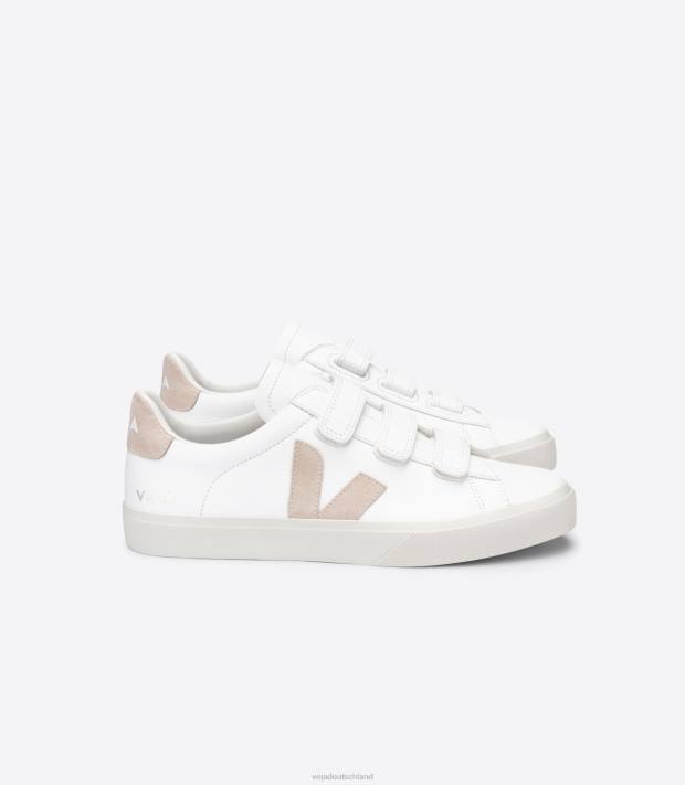 Schuhe VHJD113 Männer Veja Recife chromfreies Leder, weißer Zobel