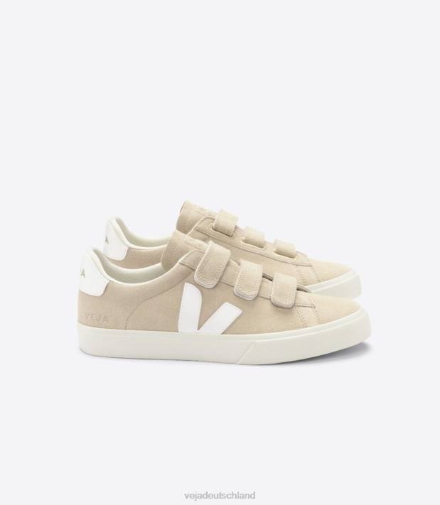 Schuhe VHJD114 Männer Veja Recife chromfreies Leder mandelweiß