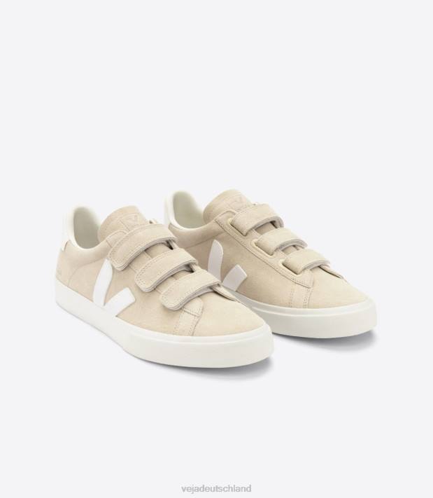 Schuhe VHJD114 Männer Veja Recife chromfreies Leder mandelweiß