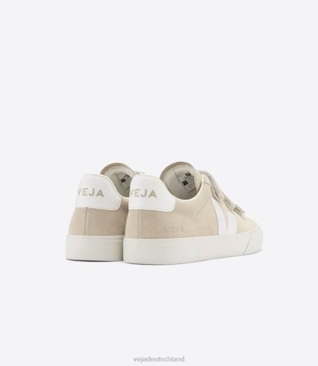 Schuhe VHJD114 Männer Veja Recife chromfreies Leder mandelweiß