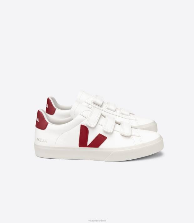Schuhe VHJD115 Männer Veja Recife chromfreies Leder weiß Marsala