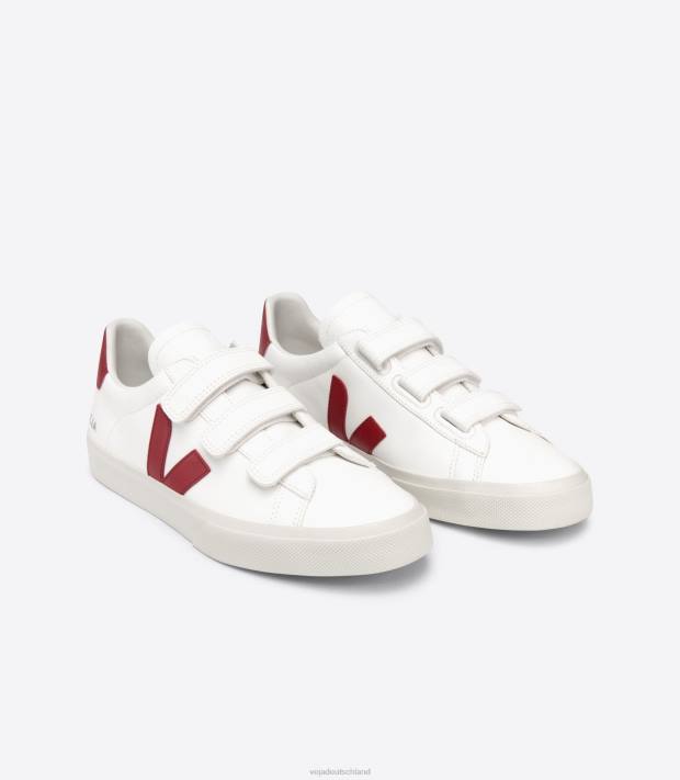 Schuhe VHJD115 Männer Veja Recife chromfreies Leder weiß Marsala