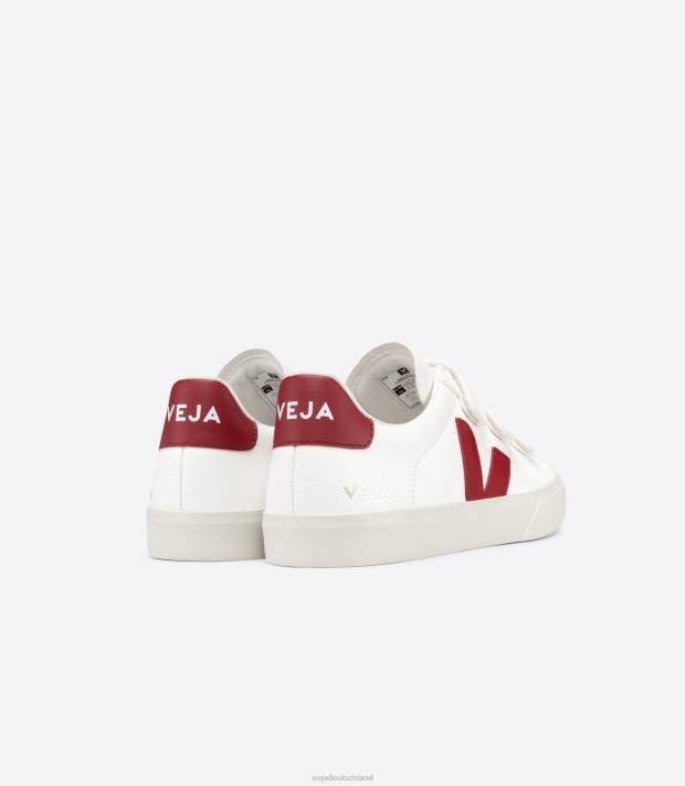 Schuhe VHJD115 Männer Veja Recife chromfreies Leder weiß Marsala