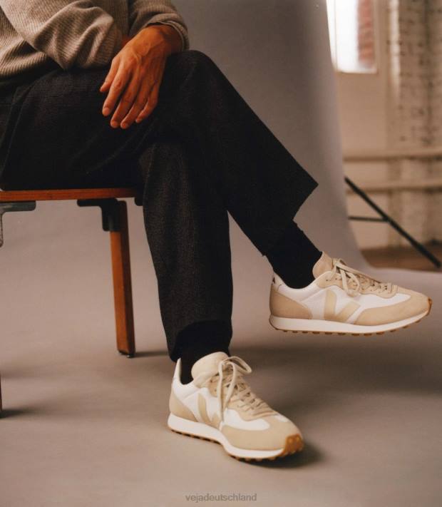Schuhe VHJD96 Männer Veja Rio Branco Alveomesh weißer Pierre natürlich
