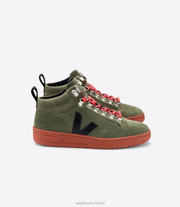 Schuhe VHJD120 Männer Veja Roraima-Wildleder, olivschwarze Rostsohle