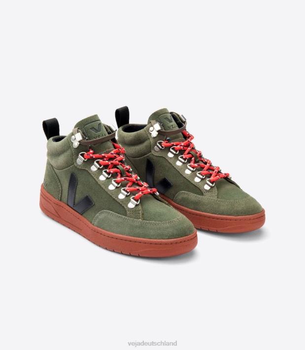 Schuhe VHJD120 Männer Veja Roraima-Wildleder, olivschwarze Rostsohle