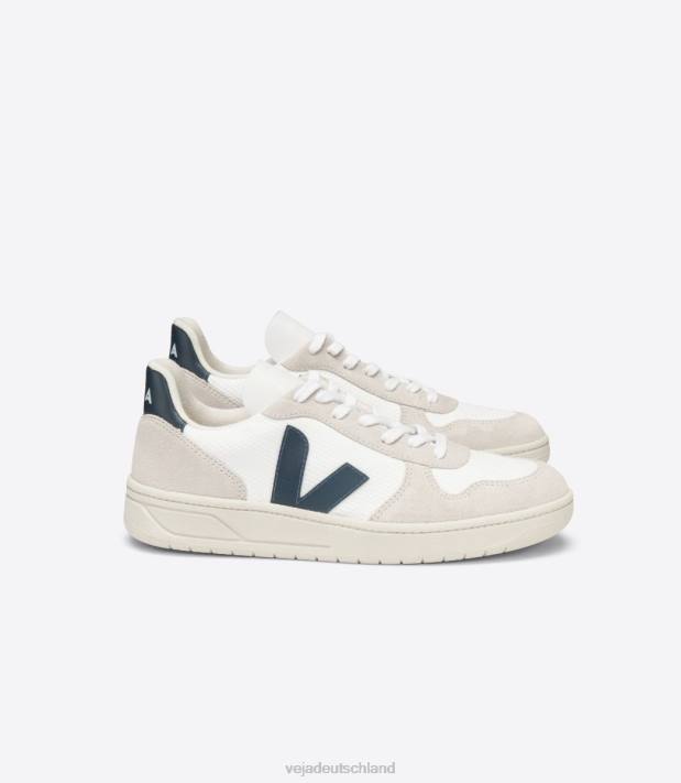 Schuhe VHJD46 Männer Veja V-10 B-Mesh weiß Nautico