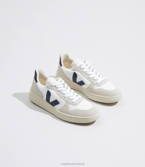 Schuhe VHJD46 Männer Veja V-10 B-Mesh weiß Nautico