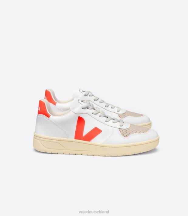 Schuhe VHJD51 Männer Veja v-10 cwl weiß orange fluo