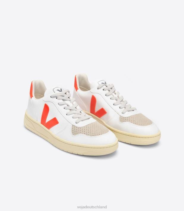 Schuhe VHJD51 Männer Veja v-10 cwl weiß orange fluo
