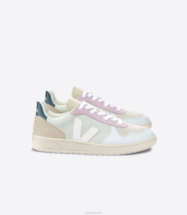 Schuhe VHJD53 Männer Veja V-10 Wildleder Jadeweiß Multico