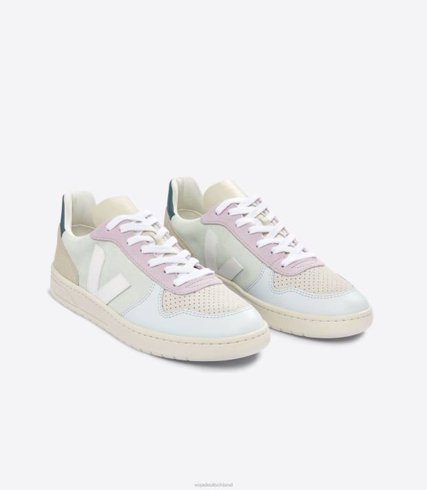 Schuhe VHJD53 Männer Veja V-10 Wildleder Jadeweiß Multico
