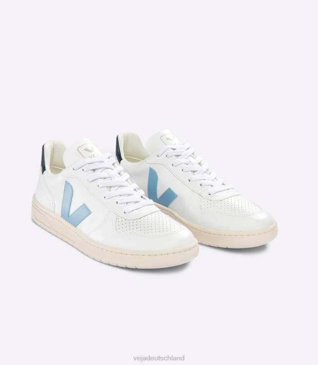 Schuhe VHJD55 Männer Veja V-10 CWL Weißer Stahl Nautico