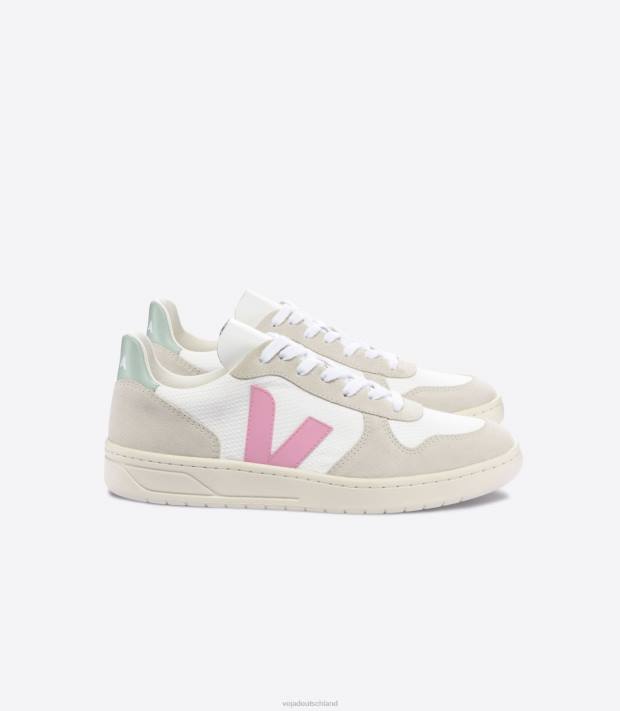 Schuhe VHJD56 Männer Veja V 10 B-Mesh weißer Guimauve-Matcha