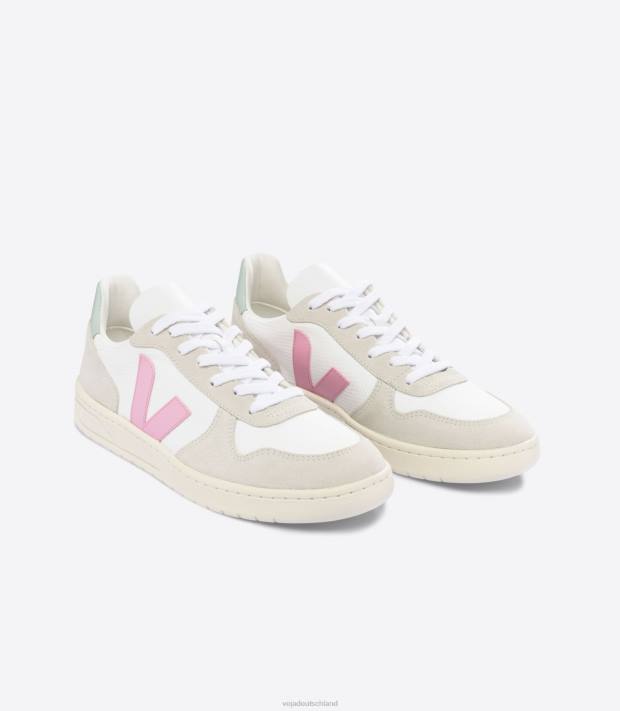 Schuhe VHJD56 Männer Veja V 10 B-Mesh weißer Guimauve-Matcha
