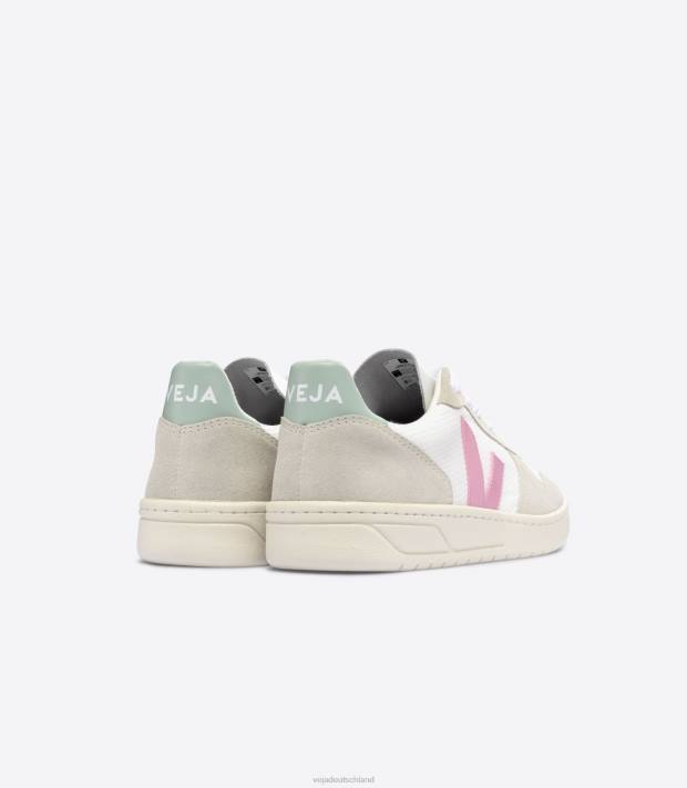 Schuhe VHJD56 Männer Veja V 10 B-Mesh weißer Guimauve-Matcha