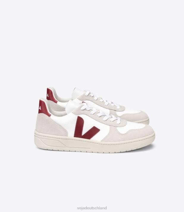 Schuhe VHJD57 Männer Veja V-10 B-Mesh, weiß, natürlich, Marsala