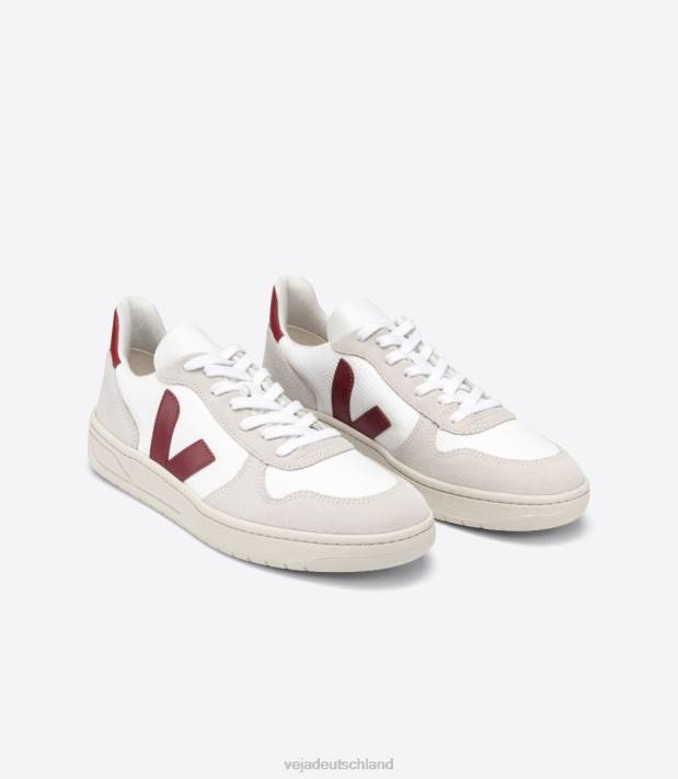 Schuhe VHJD57 Männer Veja V-10 B-Mesh, weiß, natürlich, Marsala