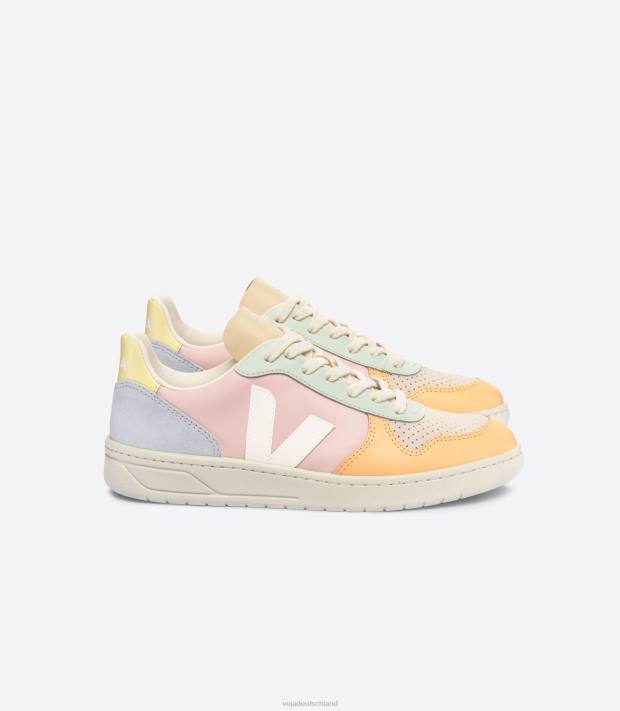 Schuhe VHJD60 Männer Veja V-10 Leder, Blütenblattweiß, Multico
