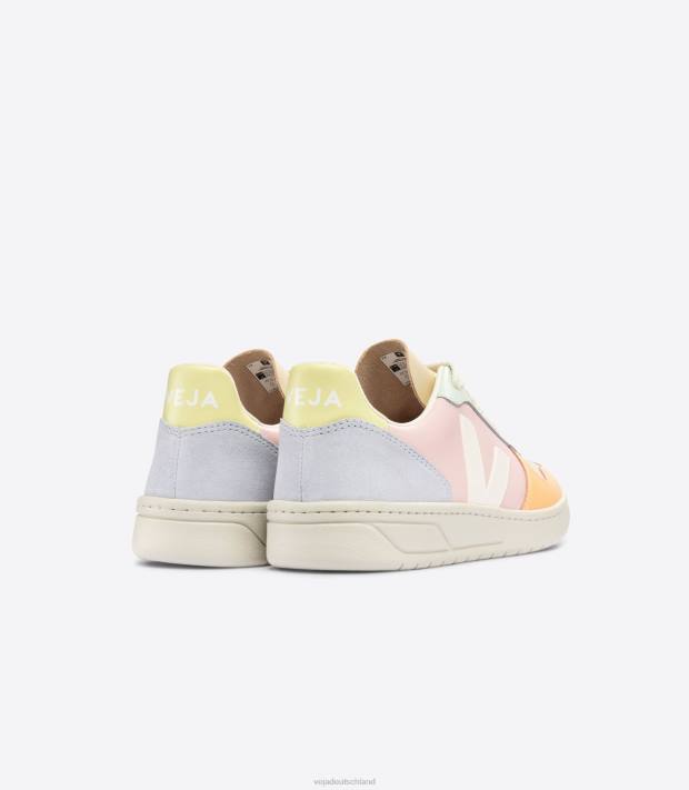 Schuhe VHJD60 Männer Veja V-10 Leder, Blütenblattweiß, Multico